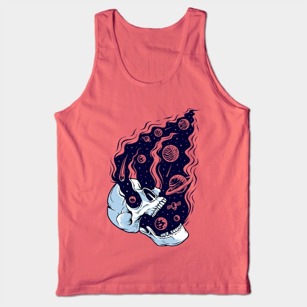 Universe Skull Illustration Tank Top by Mako Design 